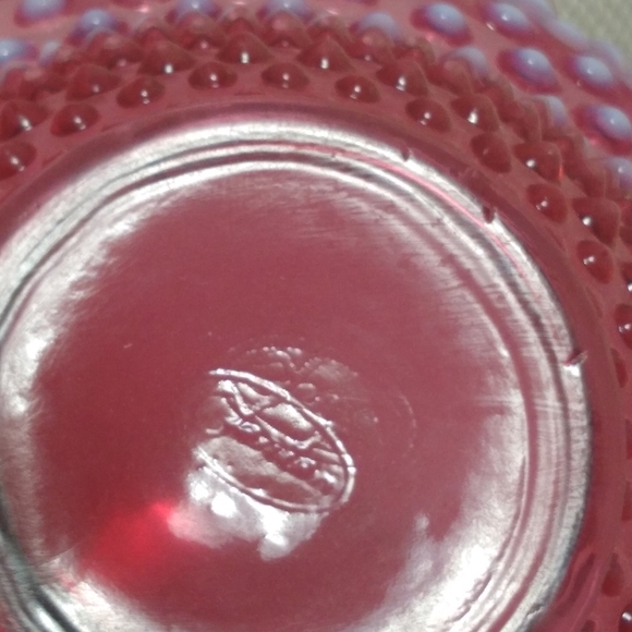 Fenton Cranberry Opalescent Hobnail Bowl - Picture 8 of 9